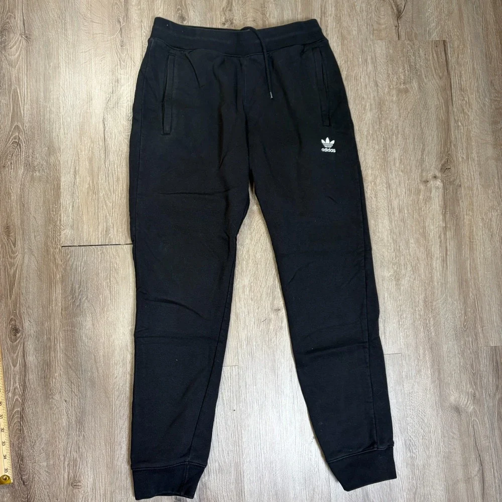 Adidas Essentials Cuff Sweat Pants Jogger Black Mens Medium IR779 Fleece - Picture 1 of 5